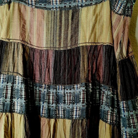 Giorgio M/L Peasant Tiered Prairie Patchwork Skirt Multi Tulle Underskirt - Picture 5 of 8